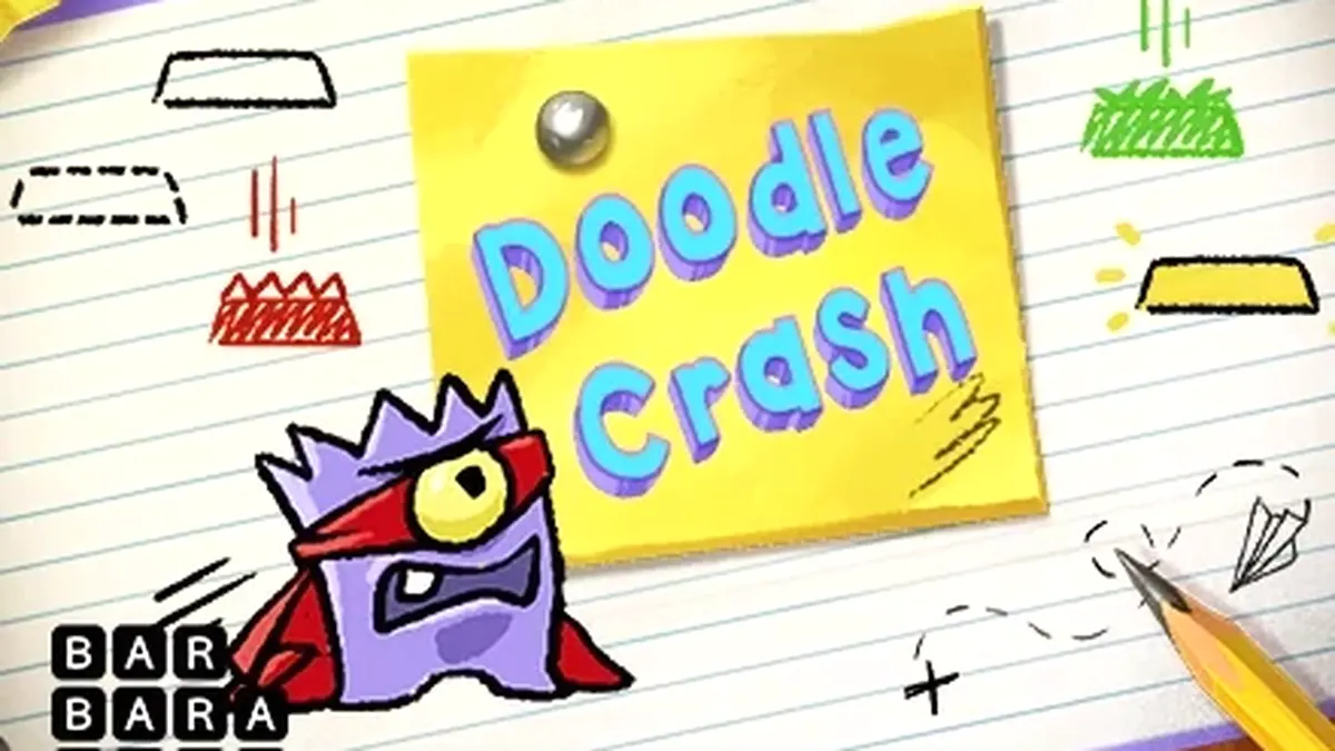 Interface vibrante e lúdica do jogo Doodle Crash